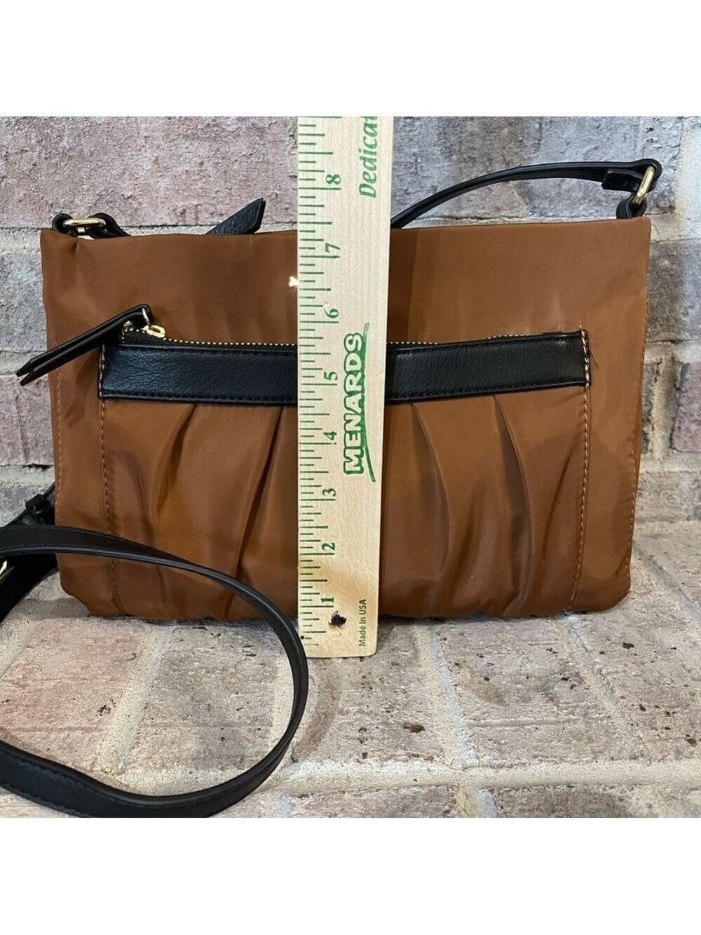 Max Studio Brown and Black Crossbody Bag with Adjustable Strap - Picture 4 of 9
